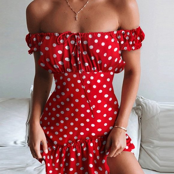 None Dresses & Skirts - Cute Red Polka Dot Summer Dress- Size 2